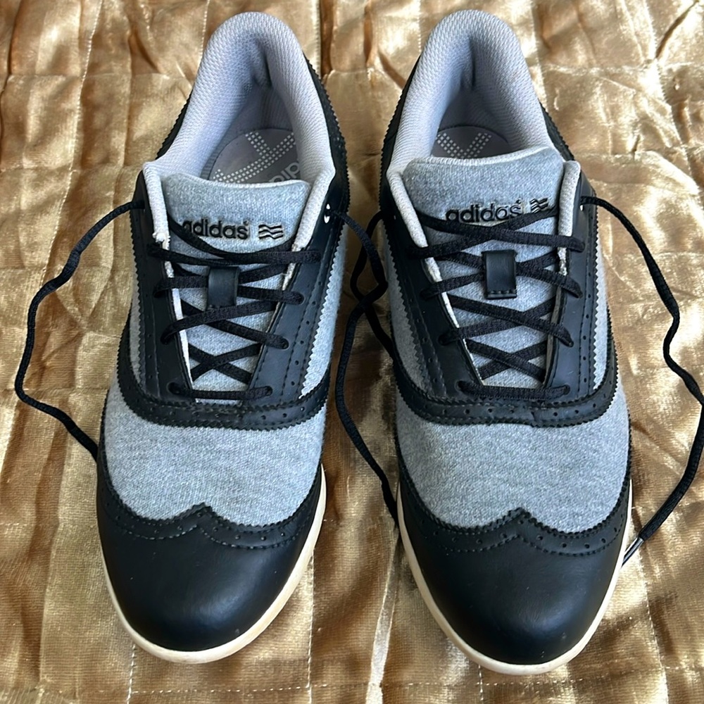 Adidas Adicross Gray & Black Wingtip Oxford Spikeless Golf Shoes